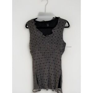 Anne Carson Womens Blouse Top L Black Silk Embellished Y2K 90s Babydoll‎ Fairy